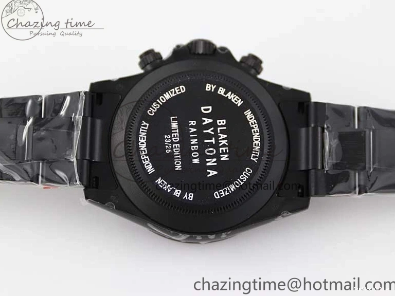 0515 Functional Daytona All Black PVD TWF Best Edition Rainbow Diamonds Bezel Black Dial on PVD Bracelet A 2449